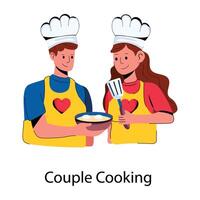 Trendy Couple Cooking vector