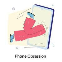 Trendy Phone Obsession vector