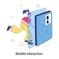 interacción móvil de moda vector