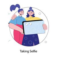 Trendy Taking Selfie vector