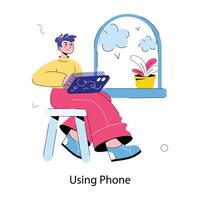 Trendy Using Phone vector