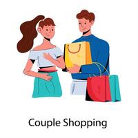 Trendy Couple Shopping vector