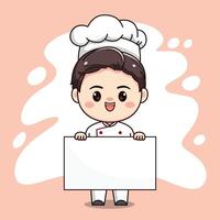 cute chef boy character with a board for text vector