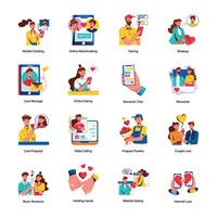 Modern Pack of 16 Dating Flat Icons vector