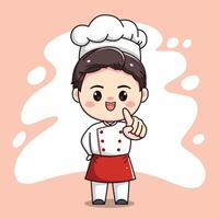 cute chef character with index finger vector