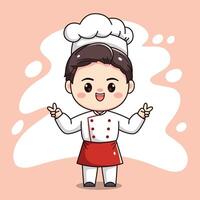 cute chef character with two fingers vector