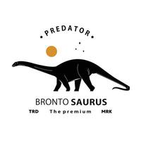 vintage hipster dinosaur, brontosaurus logo silhouette art icon vector