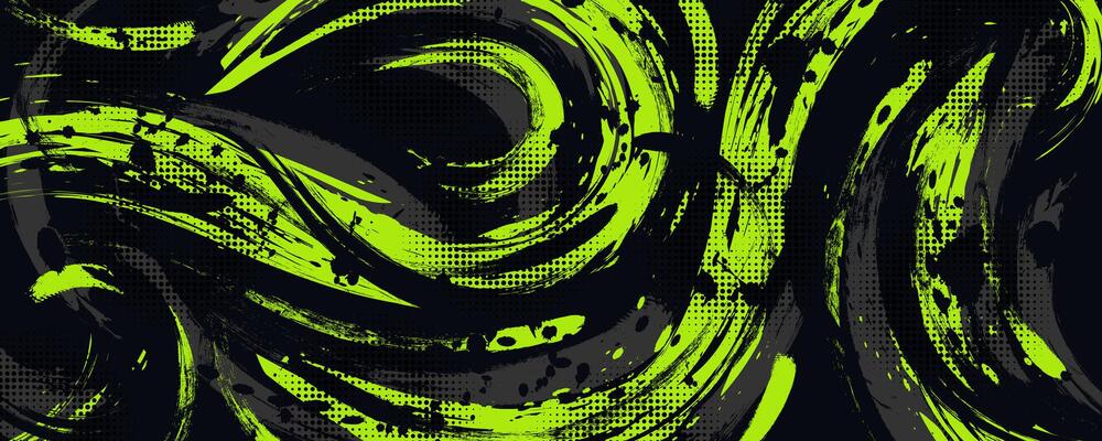 Abstract Grunge Background with Green and Gray Brush Texture. Creative Design for Sports Background with Halftone Effect