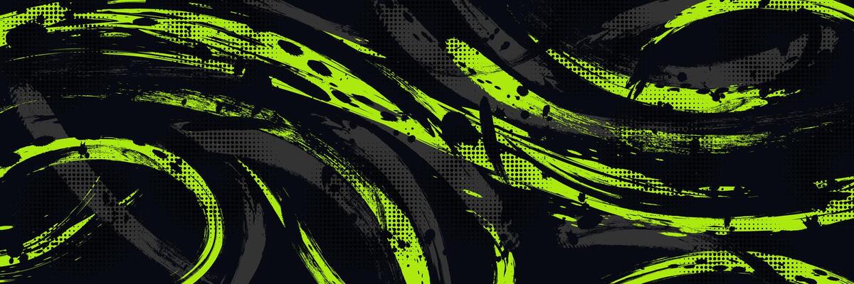 Abstract Grunge Background with Green and Gray Brush Texture. Creative Design for Sports Background with Halftone Effect