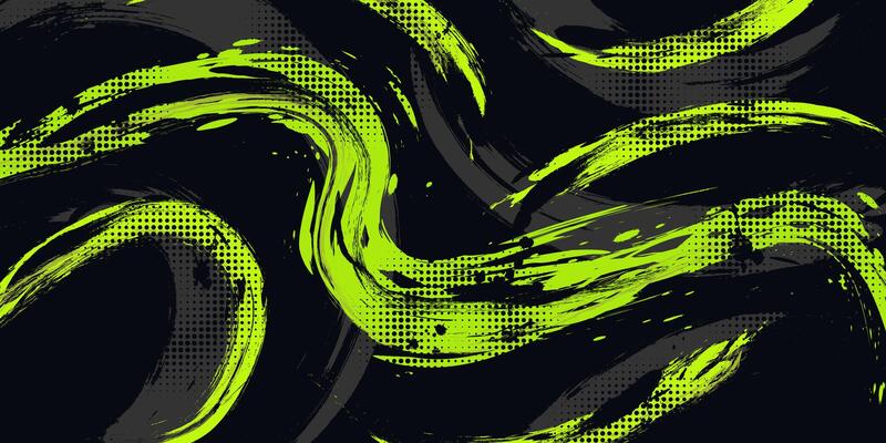 Abstract Grunge Background with Green and Gray Brush Texture. Creative Design for Sports Background with Halftone Effect