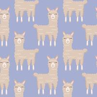 Seamless pattern with cute cartoon hand draw lama, alpaca. Design for printing, textile, fabric. vector