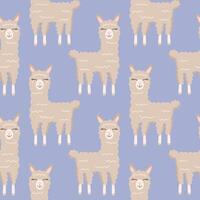 Seamless pattern with cute cartoon hand draw lama, alpaca. Design for printing, textile, fabric. vector