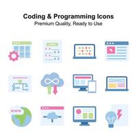 bien diseñado codificación y programación icono colocar, Listo para prima utilizar vector