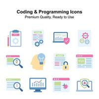 Coding and programming premium quality icons set, ready to use s vector