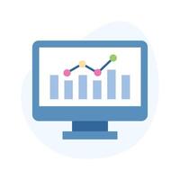 Bar chart inside monitor screen showing flat concept icon of online analysis vector