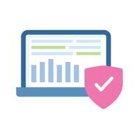 Bar chart inside laptop screen showing concept icon of data analytics vector