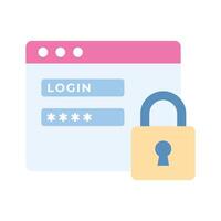 Padlock on website with password is showing Webpage Login vector