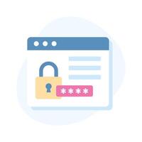 Padlock on website showing secure website, icon illustration vector