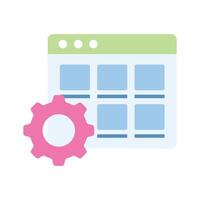 Gear on webpage showing concept of website management, editable vector