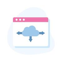 Cloud inside website, concept isometric icon of cloud computing vector