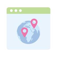 Globe on website with pin of gps a beautiful vector