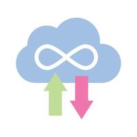 flechas con nube es demostración concepto de datos transferir, editable Listo a utilizar vector