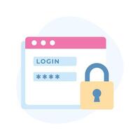 Padlock on website with password is showing Webpage Login vector