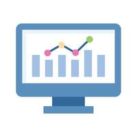 Bar chart inside monitor screen showing flat concept icon of online analysis vector