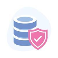 Database with shield depicting isometric of secure database vector