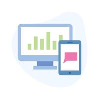 Bar chart inside monitor screen showing concept icon of data analytics vector