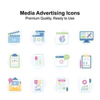 Get this creatively crafted unique icons of media advertising in modern style vector