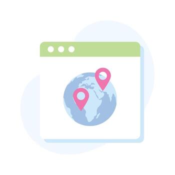 Globe on website with pin of gps a beautiful vector