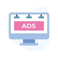 An icon of advertisement, flat icon of television ads vector