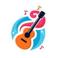 Music logo with abstract curve smooth line, vibrant color vector