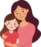 Illustration of a mother holding her daughter on a mothet's day vector