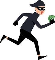 illustration of a thief running with money isolated on white background vector