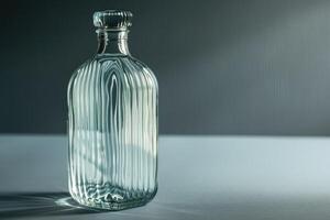 Transparent glass liquor bottle. photo