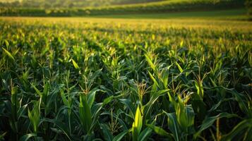 Corn field at sunset photo