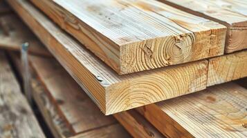 Piles of wooden boards in the sawmill photo