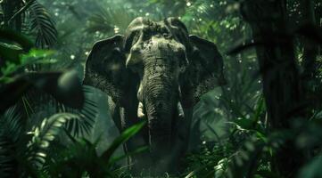 Elephant in the tropical rainforest. photo