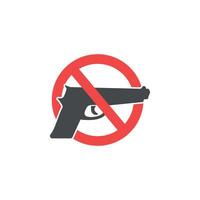 templete warning that it is forbidden to use a gun. vector