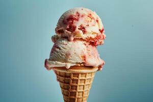 Strawberry ice cream cone photo