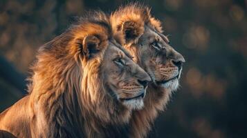 Majestic African lion couple. photo