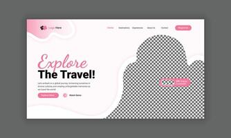 Website header design for a travel agency or travel landing page template, hero section design for a travel business, web design for traveling vector