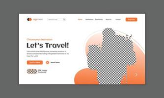 viaje agencia aterrizaje página diseño para viaje aterrizaje página plantilla, héroe sección para viaje sitio web, web página diseño para sitio web y móvil sitio web, viaje página principal héroe bandera modelo. vector