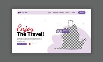 Website header design for a travel agency or travel landing page template, hero section design for a travel business, web design for traveling vector