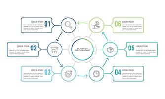 6 steps to working towards success. Work process infographic design. Business presentation. vector