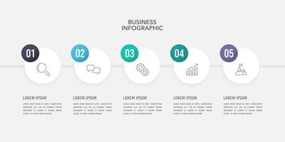 Business timeline. 5 circles infographic design. 5 options or steps. vector