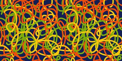 seamless abstract pattern with colorful curly lines on dark blue background vector