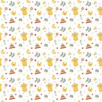 Seamless pattern of baby stuff. Newborn objects seamles for kids vector